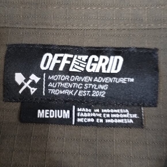 Off The Grid Thunderbolt Button Down Shirt Army Green Size M - Picture 7 of 10
